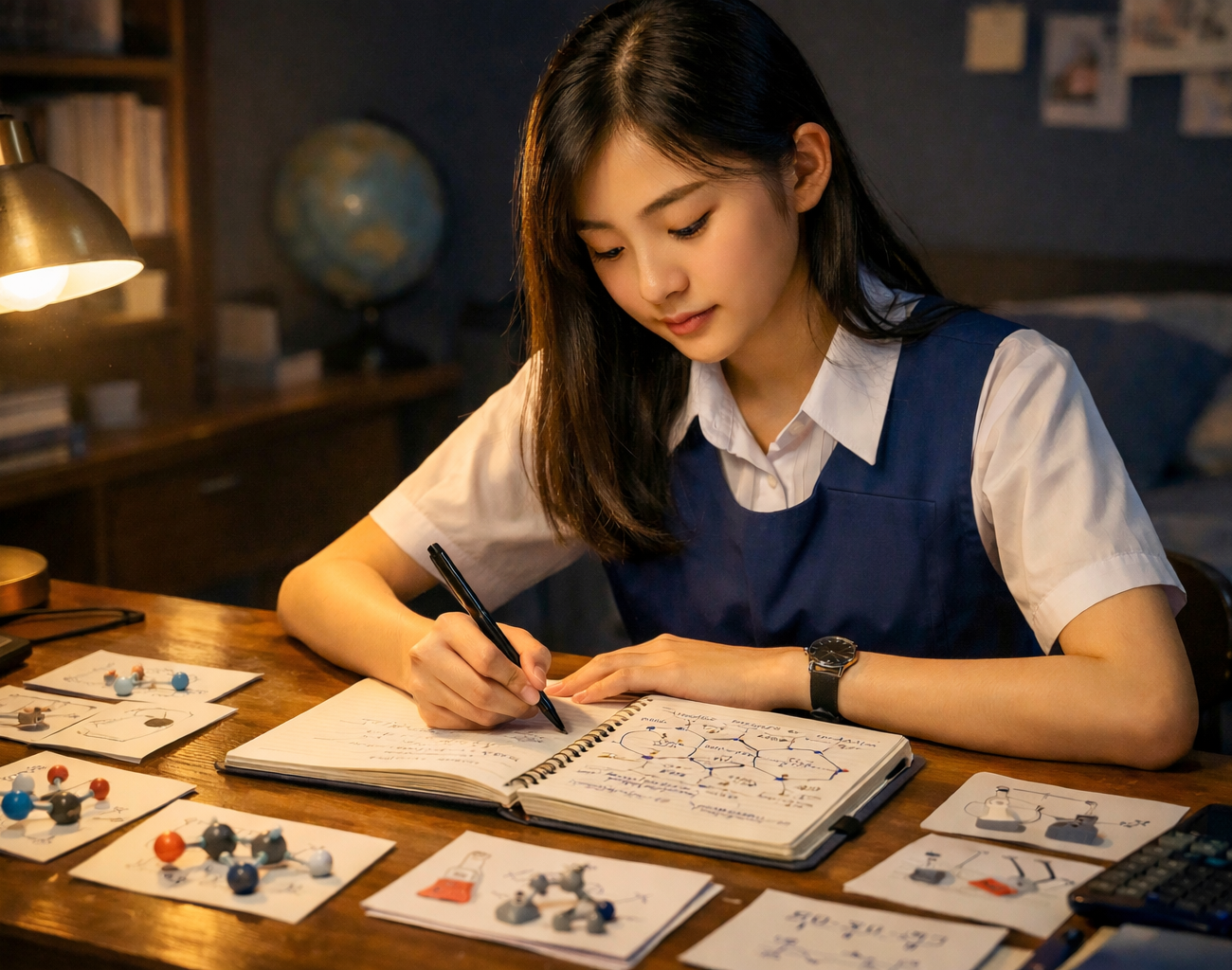 Singapore O Level chemistry student studying with flashcards and mind maps at a desk — IONX Labs how to study O level chemistry