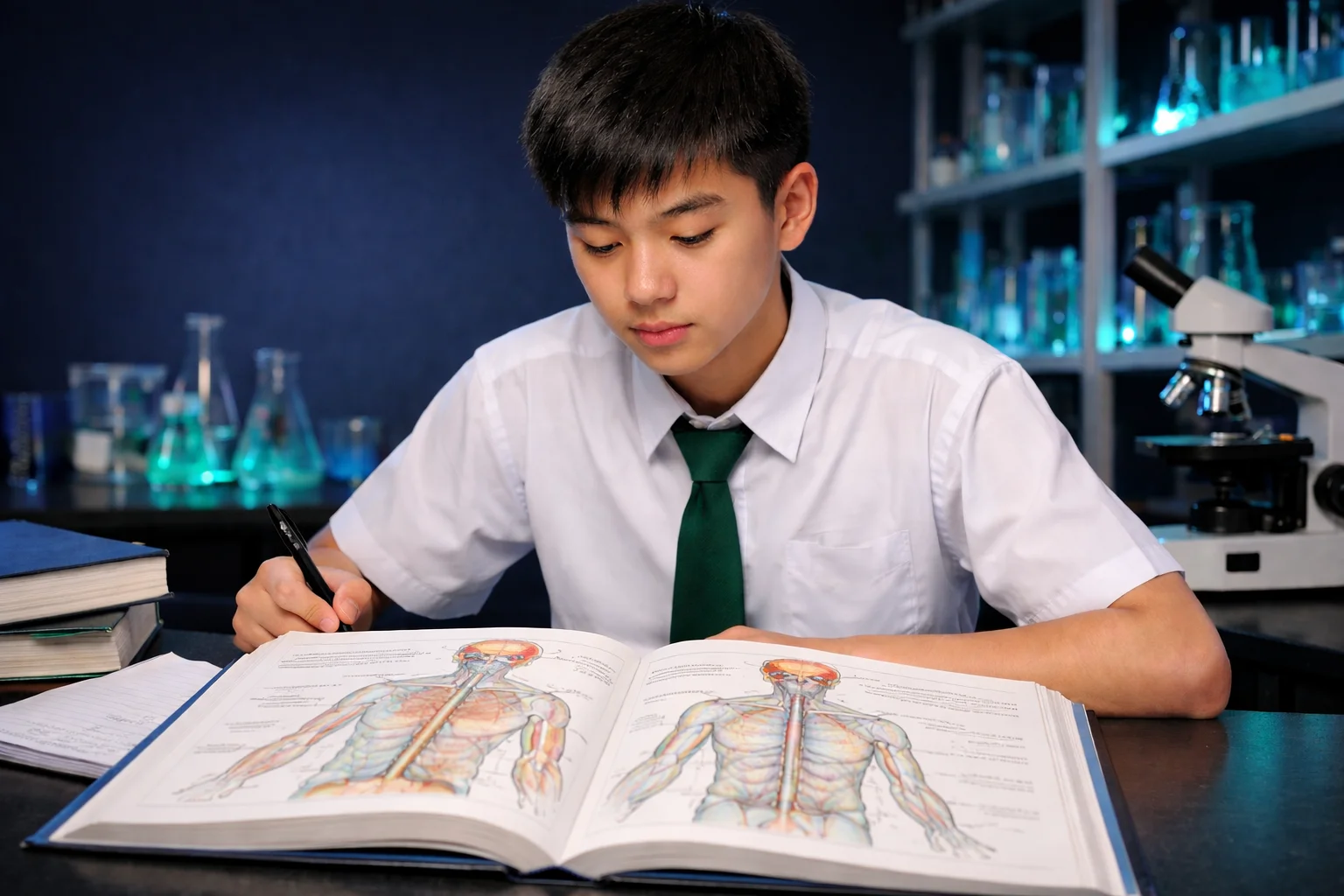 Human nervous system O level: Biology student studying neurone diagrams and reflex arc for O Level exam